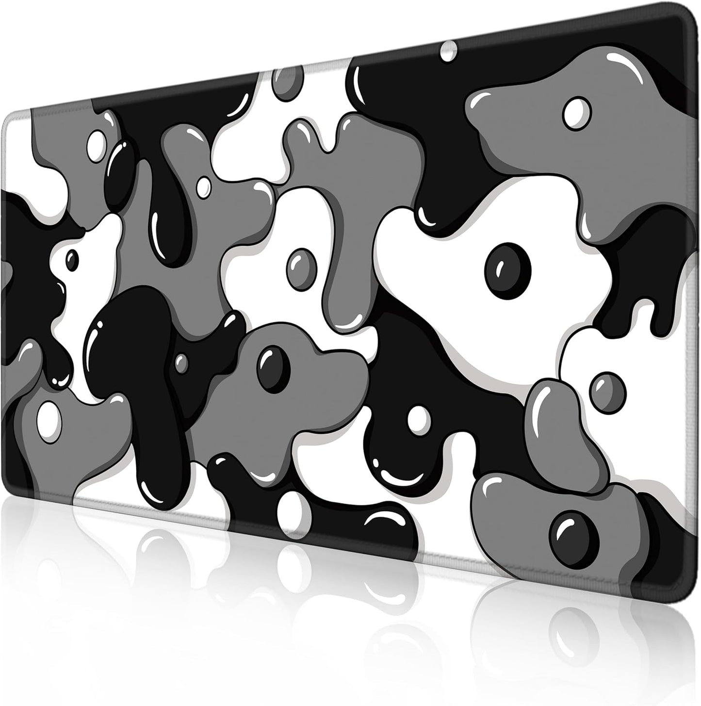 Large Waterproof Non-Slip Gaming Mouse Pad with Black Spotted Dog Design (47.2" x 23.6", 3mm Thickness)