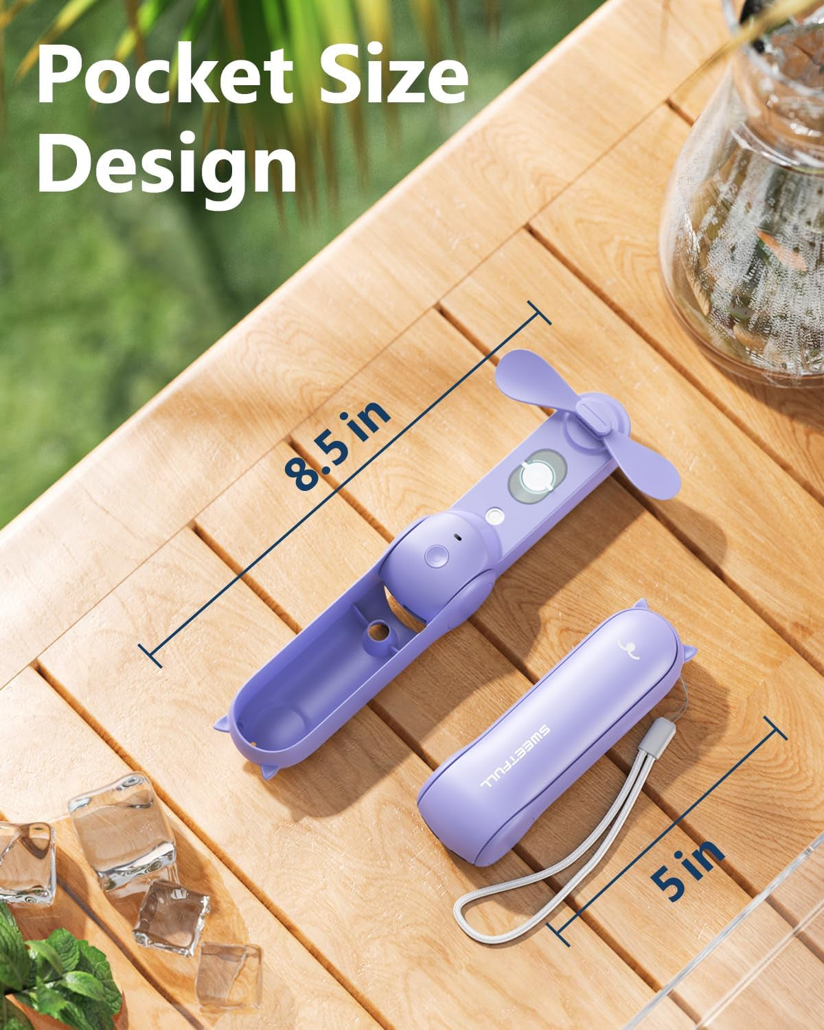 Portable Misting Fan, Handheld Personal Mister, Rechargeable Mini Spray Water Mist, for Kids Women Travel, Outdoors, Hiking, Camping, Home Office (Purple)