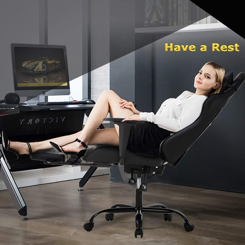 Ergonomic Camo Gaming Chair | Reclining Computer Chair with Lumbar Support, Headrest Pillow, and Adjustable Footrests | 360-Degree Swivel with Heavy-Duty Wheels | Ideal for Home and Office Use