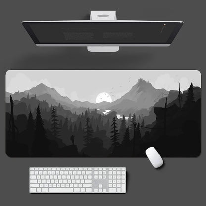 Extended Black Mountain Sunset Mouse Pad - Non-Slip Office Computer Mat