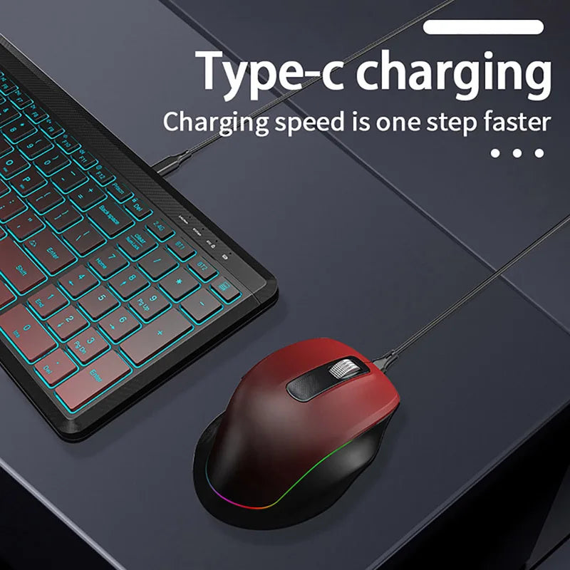 RGB Backlit Wireless Keyboard and Mouse Combo - 2.4G Dual Mode Rechargeable Set for Desktop and Laptop