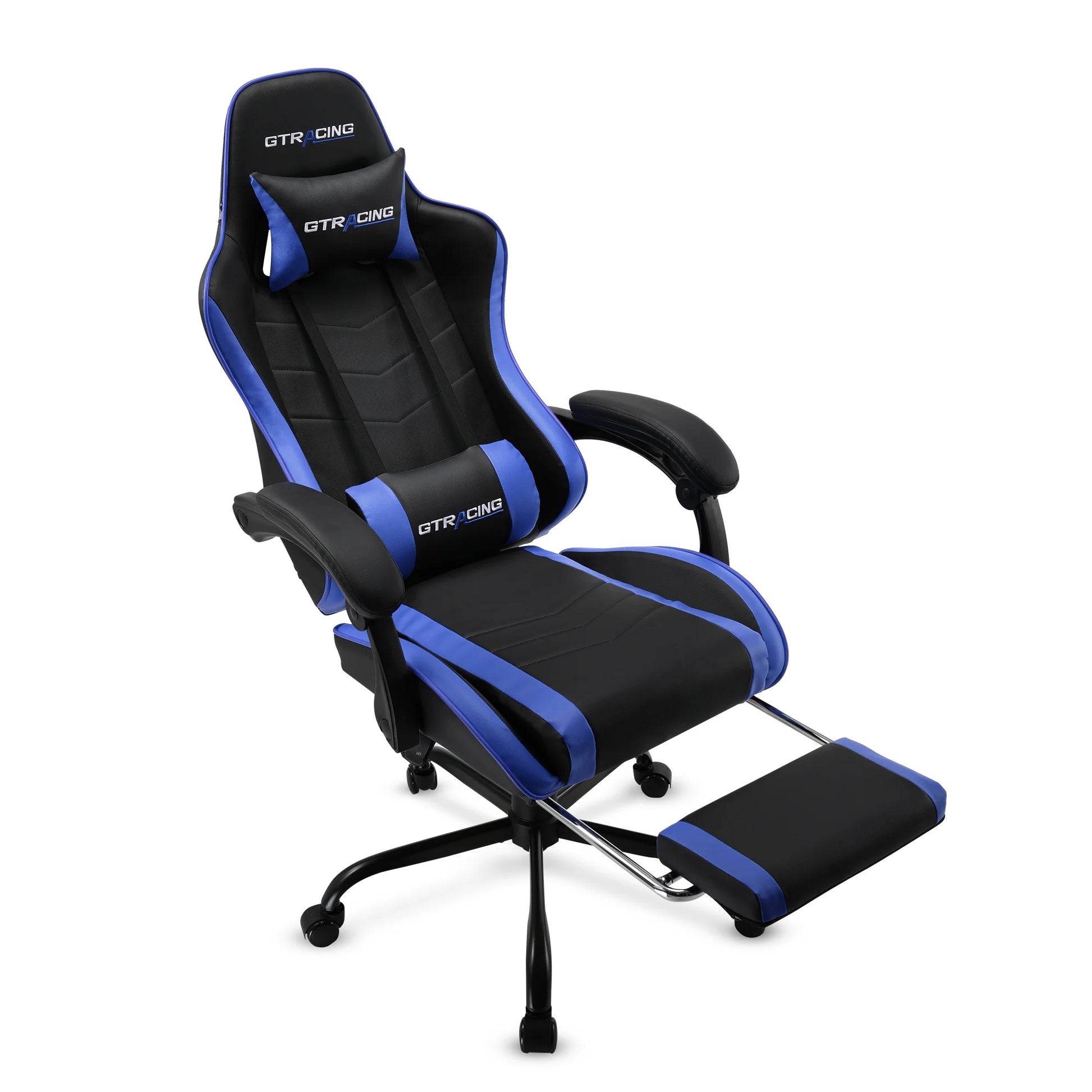 Ergonomic GTWD-200 Gaming and Office Chair with Adjustable Lumbar Support and Footrest in Blue