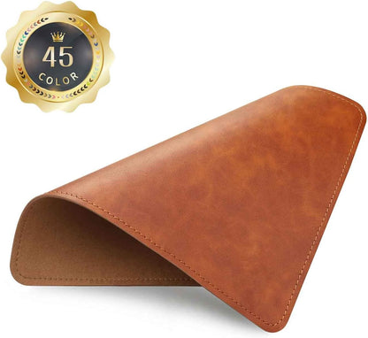 Round Leather Mouse Pad with Stitched Edge and Non-Slip Waterproof Microfiber Base, 9 x 9 Inches (Charcoal Black)