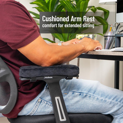 Air-Cloud Memory Foam Armrest Cushions for Office and Gaming Chairs, Elbow Support with Removable Washable Cover, Black