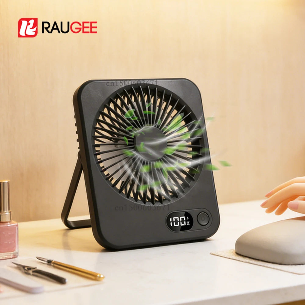Rechargeable Mini Portable USB Desk Fan with 5 Speed Settings - Versatile Wall Mount and Hanging Design for Office, Camping, and Student Use