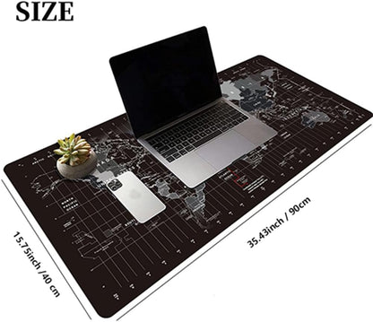 XXL Extended World Map Gaming Mouse Pad (900x400x3mm) with Stitched Edges for Home Office and Gaming Setups