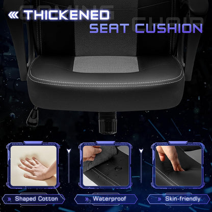 High-Back Ergonomic Leather Office Gaming Chair with Adjustable Height - Executive Conference Task Chair (Grey)