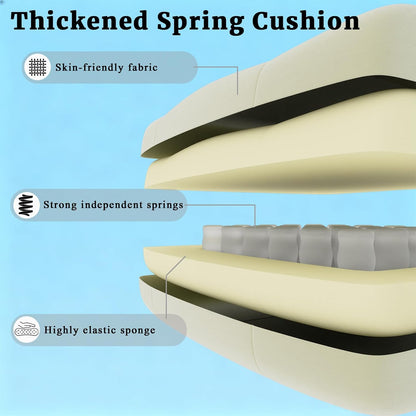 Ergonomic Massage Gaming Chair with Lumbar Support and Footrest, Height Adjustable Fabric Computer Chair with Pocket Spring Cushion in Beige