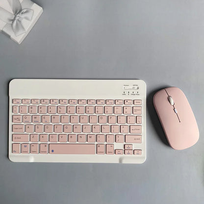 Wireless Bluetooth Keyboard and Mouse Set with Rechargeable Functionality for Laptops and Tablets - Compatible with iPad, Samsung, iOS, Android, and Windows - Available in Green, White, Black, and Pink (Model L1)
