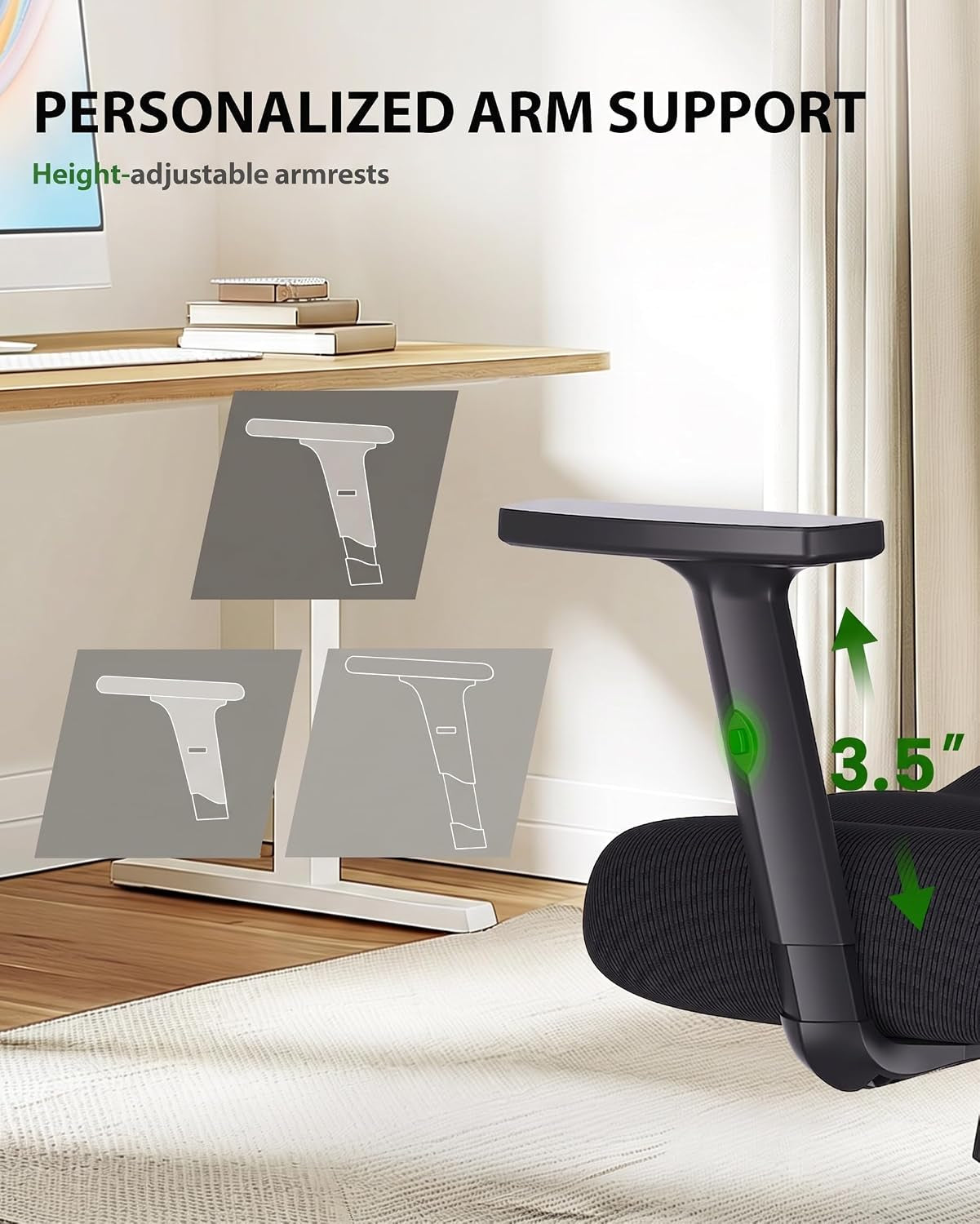 Ergonomic Office and Gaming Chair Featuring Lumbar Support and Adjustable 2D Headrest