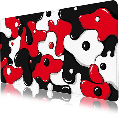 Large Waterproof Non-Slip Gaming Mouse Pad with Black Spotted Dog Design (47.2" x 23.6", 3mm Thickness)