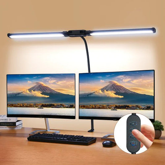 Professional LED Desk Lamp with Dual Adjustable Gooseneck and Clamp Design