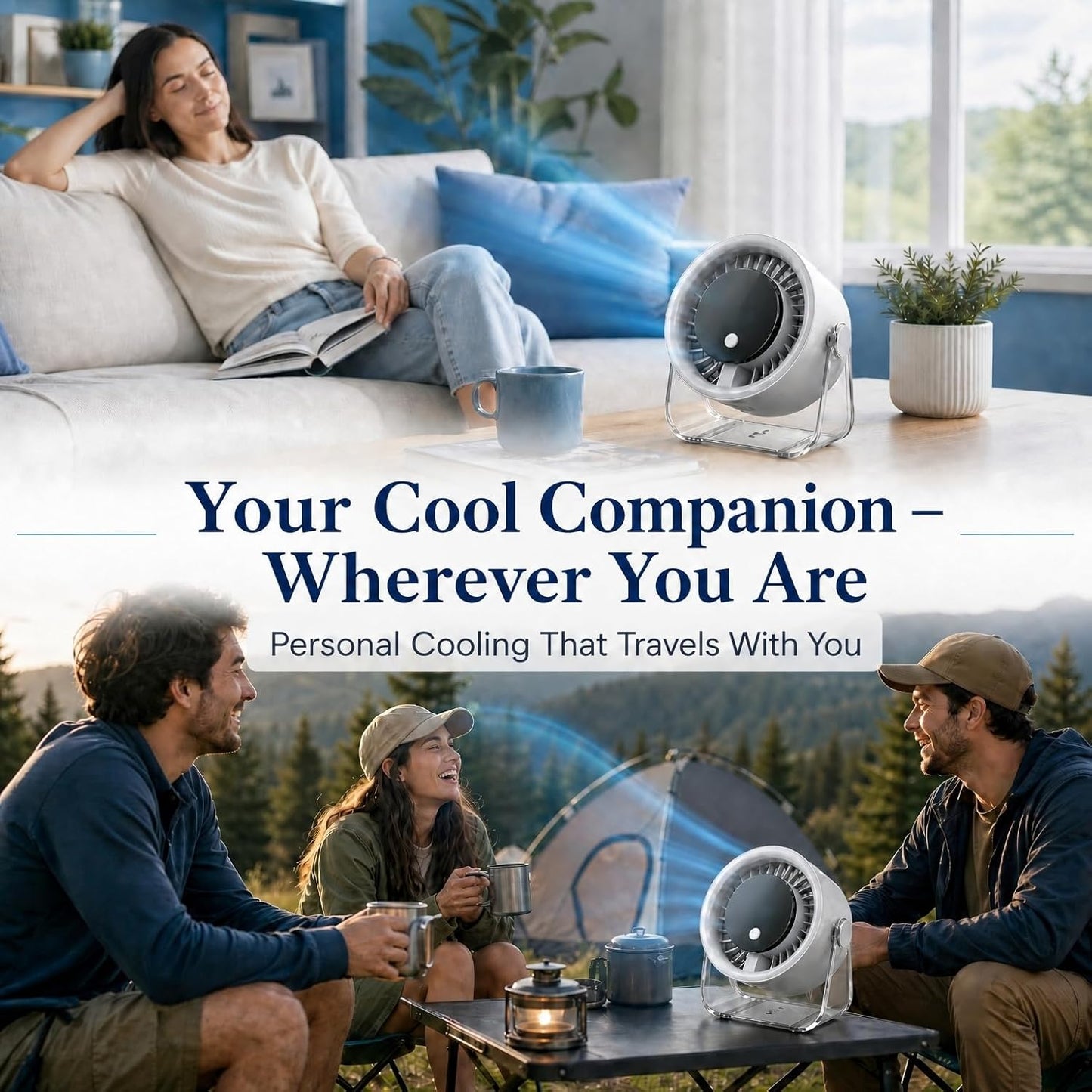 Portable Desk Fan for Bedroom, 199 Speeds Rechargeable USB Table Fan with 4000Mah Battery, 360° Rotation, LED Display, Quiet Wall-Mountable Personal Cooling Fan for Home Office (White)