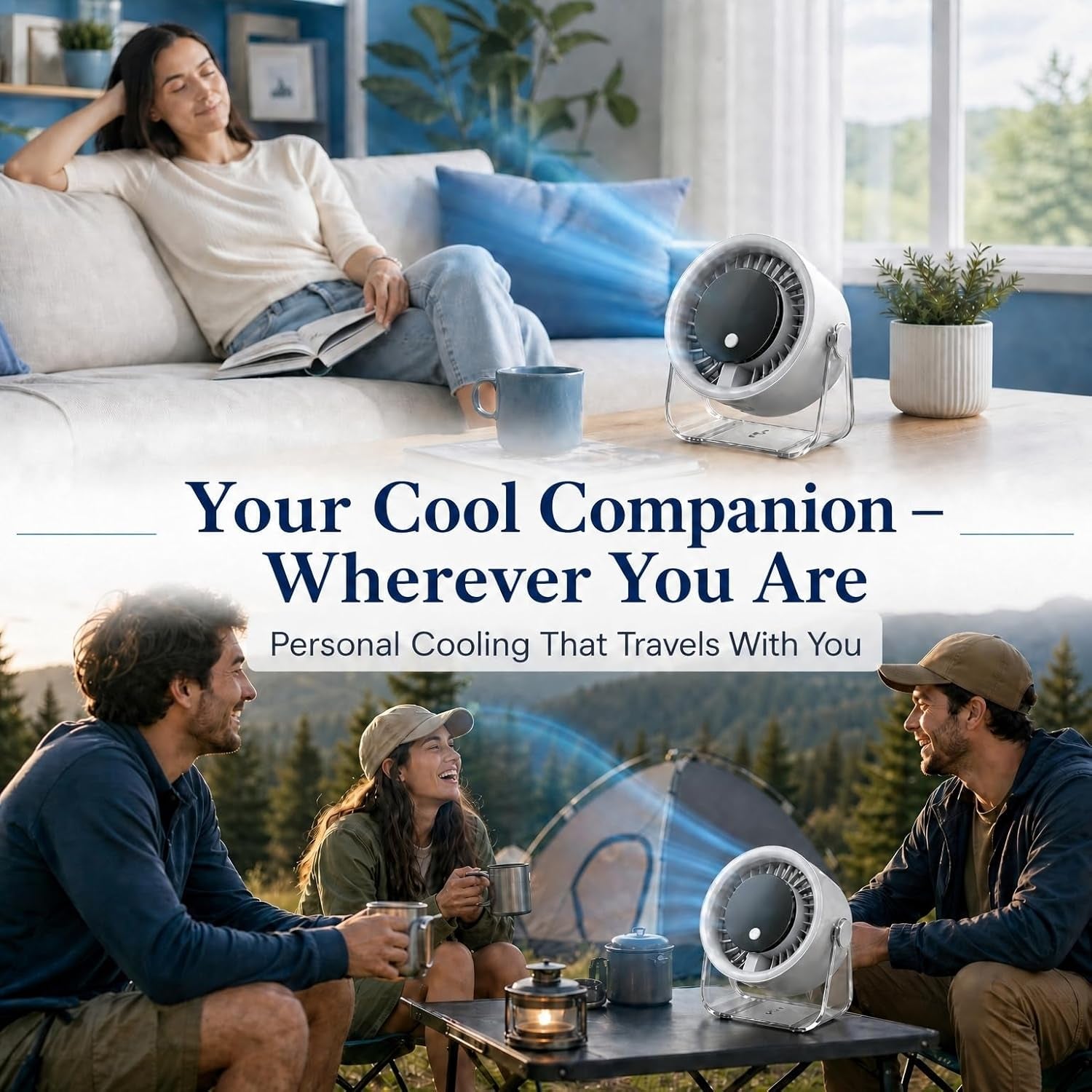 Portable Desk Fan for Bedroom, 199 Speeds Rechargeable USB Table Fan with 4000Mah Battery, 360° Rotation, LED Display, Quiet Wall-Mountable Personal Cooling Fan for Home Office (White)