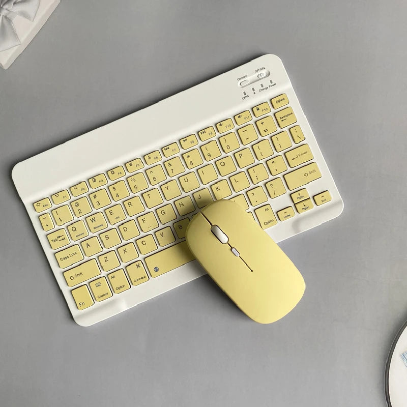 Wireless Bluetooth Keyboard and Mouse Set with Rechargeable Functionality for Laptops and Tablets - Compatible with iPad, Samsung, iOS, Android, and Windows - Available in Green, White, Black, and Pink (Model L1)