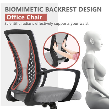 Ergonomic Office Chair Featuring Lumbar Support, Adjustable Height, and Swivel Casters in Grey, Single Unit