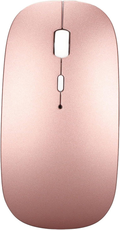 Keyboard Mouse Set 2.4G USB Thin Ergonomic Mute for Computer (Rose Gold)