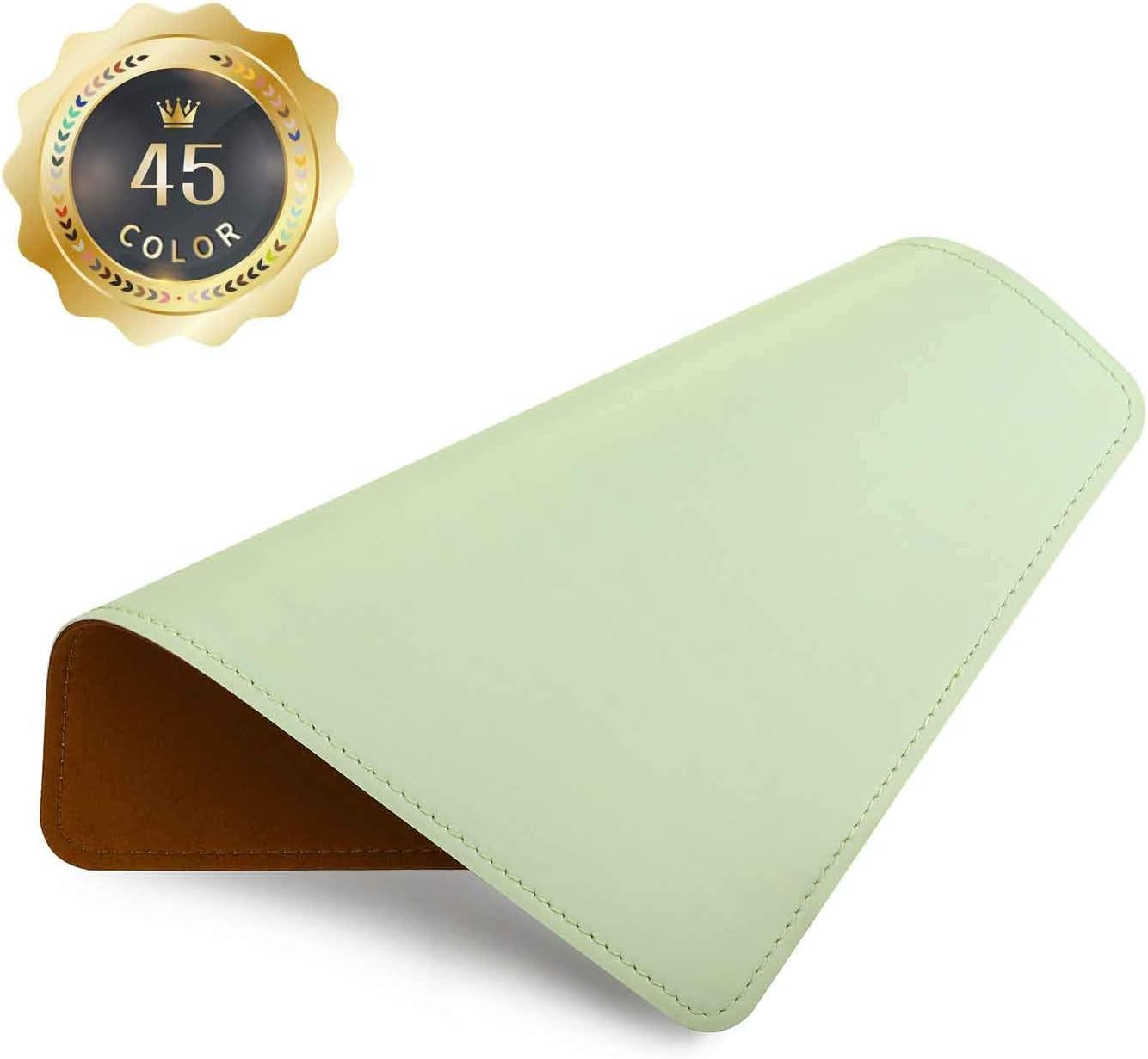 Round Leather Mouse Pad with Stitched Edge and Non-Slip Waterproof Microfiber Base, 9 x 9 Inches (Charcoal Black)