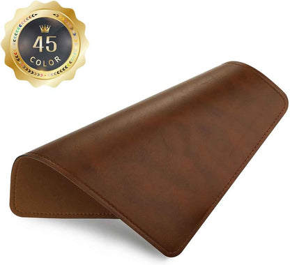 Round Leather Mouse Pad with Stitched Edge and Non-Slip Waterproof Microfiber Base, 9 x 9 Inches (Charcoal Black)