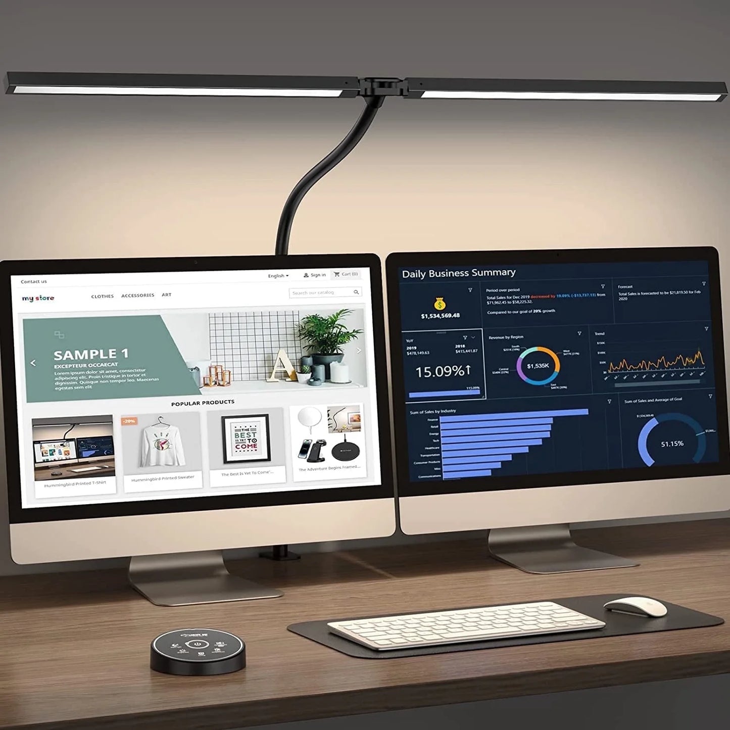 LED Desk Lamp for Home Office - 24W Architect Table Lamp with Clamp Adjustable Head Stepless Dimming Work Light