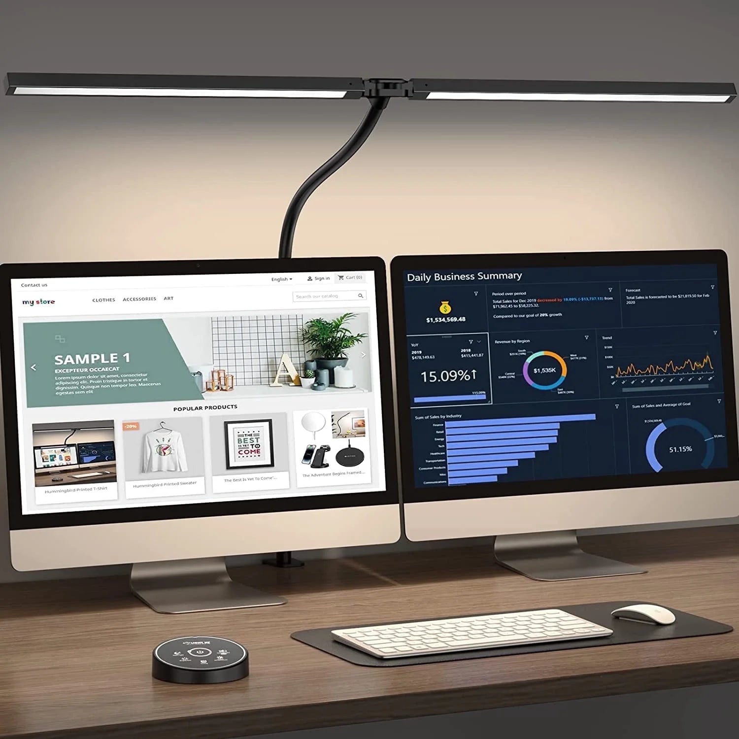 LED Desk Lamp for Home Office - 24W Architect Table Lamp with Clamp Adjustable Head Stepless Dimming Work Light