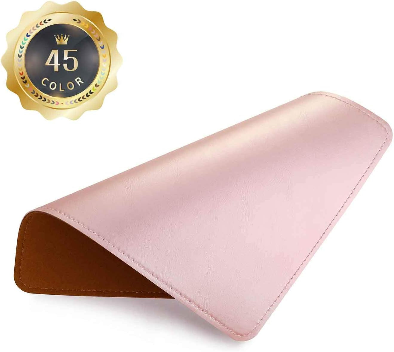 Round Leather Mouse Pad with Stitched Edge and Non-Slip Waterproof Microfiber Base, 9 x 9 Inches (Charcoal Black)