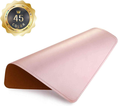 Round Leather Mouse Pad with Stitched Edge and Non-Slip Waterproof Microfiber Base, 9 x 9 Inches (Charcoal Black)