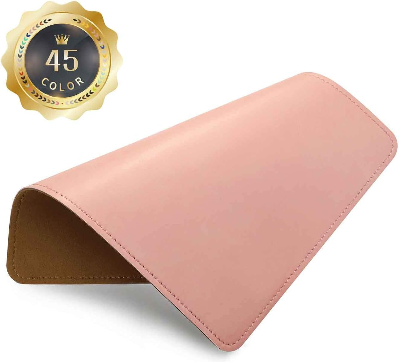 Round Leather Mouse Pad with Stitched Edge and Non-Slip Waterproof Microfiber Base, 9 x 9 Inches (Charcoal Black)
