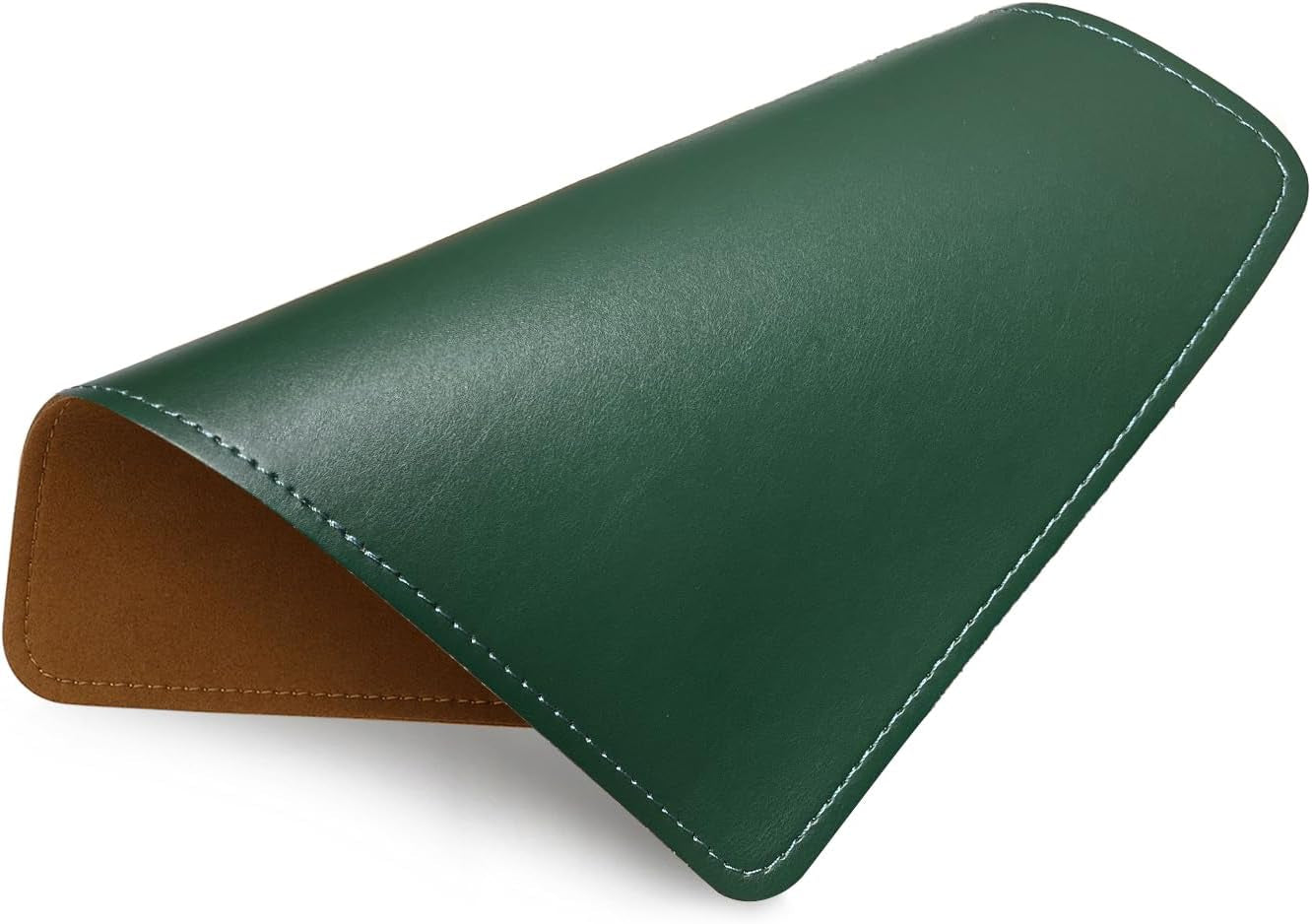 Round Leather Mouse Pad with Stitched Edge and Non-Slip Waterproof Microfiber Base, 9 x 9 Inches (Charcoal Black)