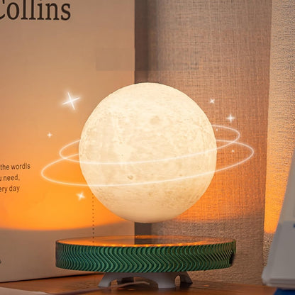 Levitating Saturn Lamp with Transparent Base and 360° Rotation - Three Color Modes for Home and Office Use
