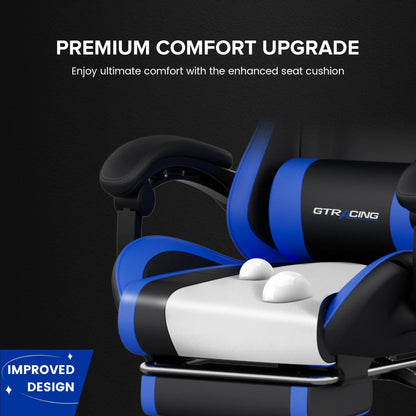 Ergonomic GTWD-200 Gaming and Office Chair with Adjustable Lumbar Support and Footrest in Blue