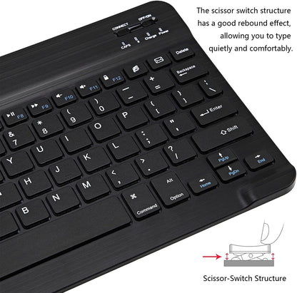 Ultra-Slim Bluetooth Keyboard and Mouse Combo Rechargeable Portable Wireless Keyboard Mouse Set for Apple Ipad Iphone Ipados/Ios 13 and above Samsung Tablet Phone Smartphone Android (Black)