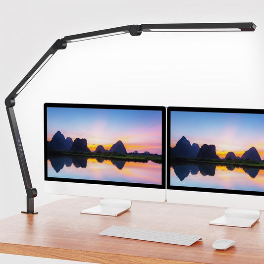 Professional LED Desk Lamp with Clamp, Eye-Caring Architect Design, Adjustable Swing Arm, Dimmable and Color Temperature Control for Office and Home Use