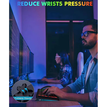 Rechargeable 2.4G Wireless Keyboard and Mouse Combo with RGB Backlighting - Full-Size Ergonomic Type-C Design