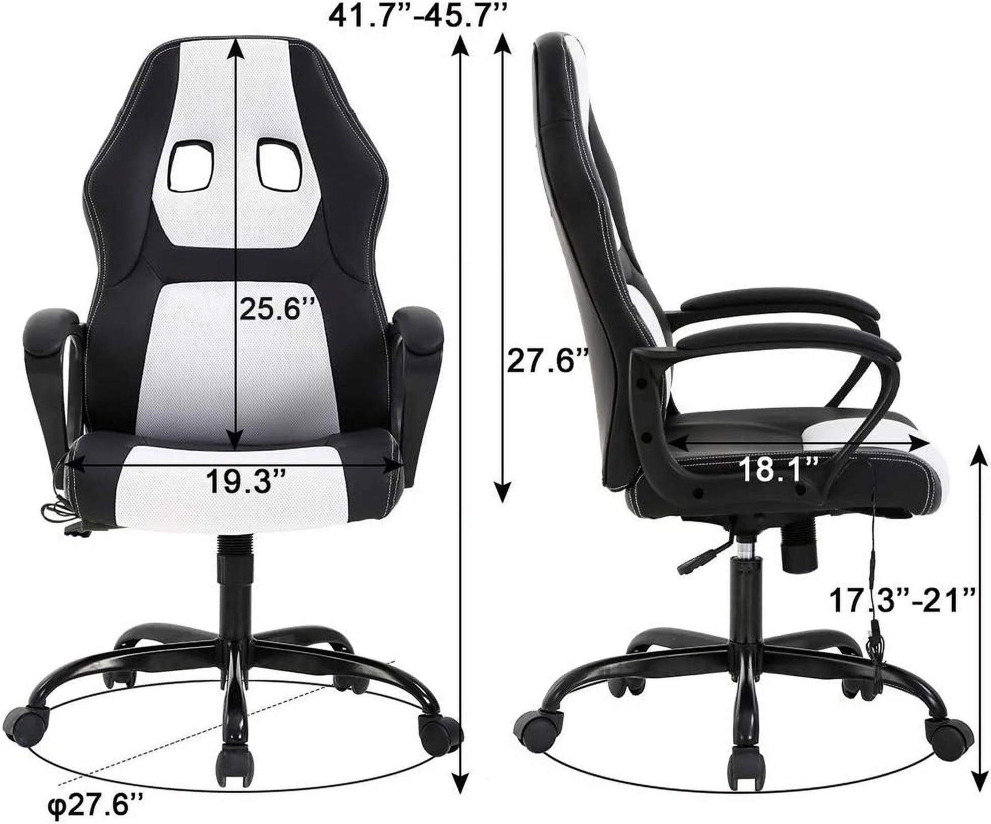 Ergonomic Gaming Chair with Lumbar Support and Rolling Swivel, Suitable for Men and Women (White)