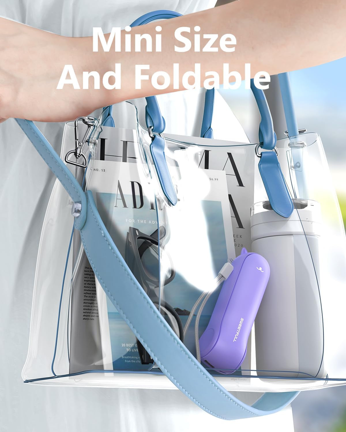 Portable Misting Fan, Handheld Personal Mister, Rechargeable Mini Spray Water Mist, for Kids Women Travel, Outdoors, Hiking, Camping, Home Office (Purple)