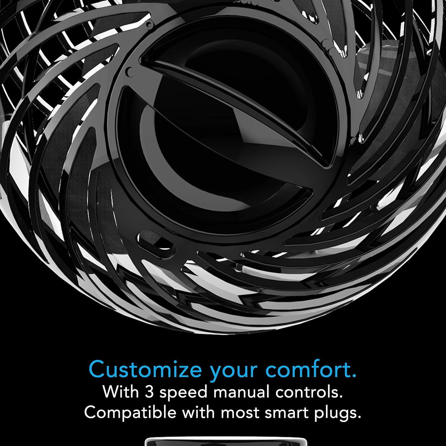 Pivot Clip Personal Air Circulator, 3-Speed, Portable Desk Fan with Multi-Surface Clip, 360-Degree Adjustable Axis, 9 in Tall, 4 in Diameter, Whisper Quiet, Black