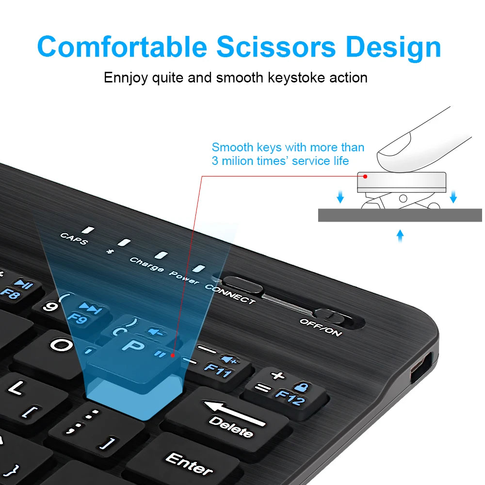 Rechargeable Mini Bluetooth Wireless Keyboard and Mouse Set for Phones and Tablets  Compatible with Android, iOS, Windows XP, and Laptops