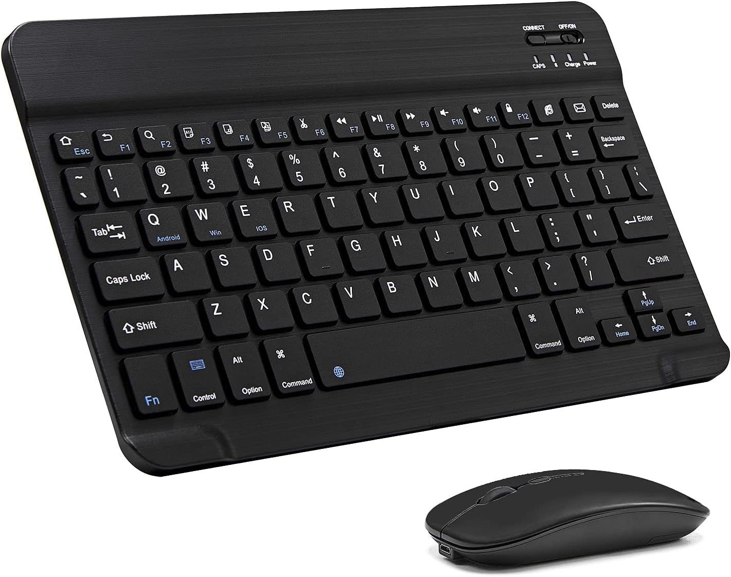 Ultra-Slim Bluetooth Keyboard and Mouse Combo Rechargeable Portable Wireless Keyboard Mouse Set for Apple Ipad Iphone Ipados/Ios 13 and above Samsung Tablet Phone Smartphone Android (Black)