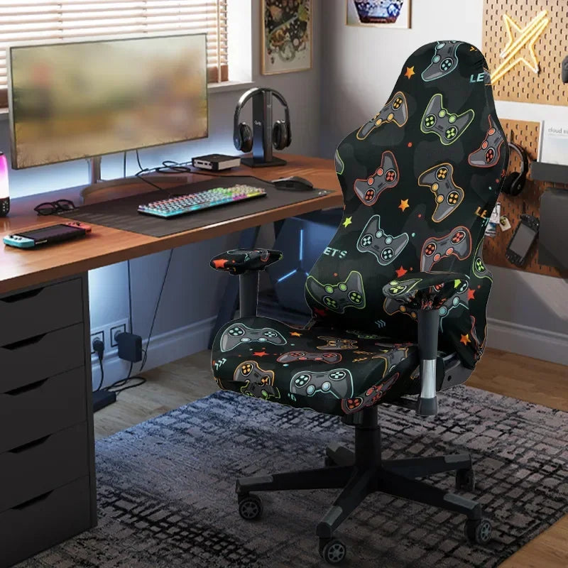 Universal Stretch Armchair Slipcovers for Office and Gaming Chairs - Soft Protective Covers for Rotating Lift Seats