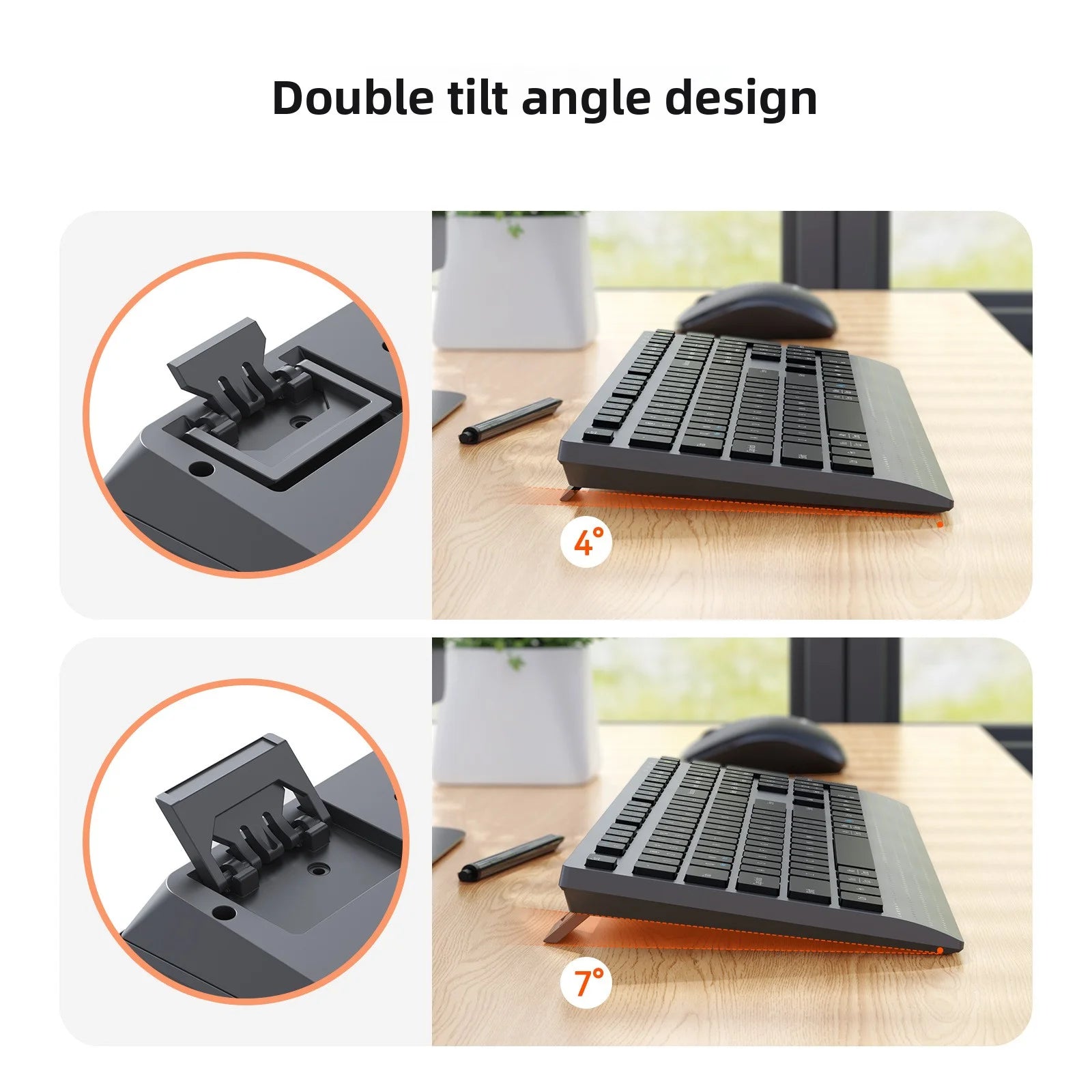 Dual-Mode 2.4G Wireless Rechargeable Keyboard and Mouse Combo with Multi-Function Keys for Windows PC Gamers
