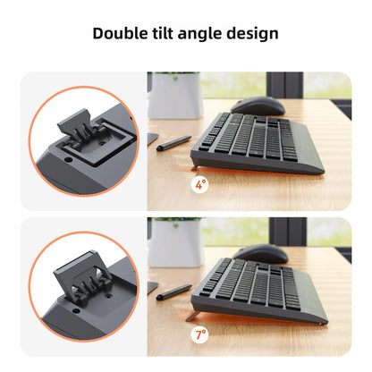 Dual-Mode 2.4G Wireless Rechargeable Keyboard and Mouse Combo with Multi-Function Keys for Windows PC Gamers