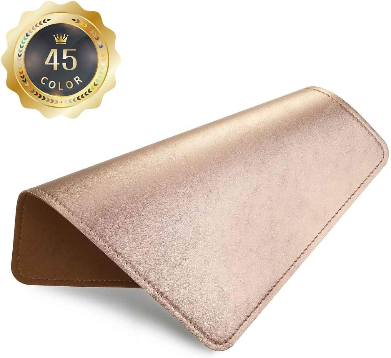 Round Leather Mouse Pad with Stitched Edge and Non-Slip Waterproof Microfiber Base, 9 x 9 Inches (Charcoal Black)