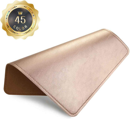Round Leather Mouse Pad with Stitched Edge and Non-Slip Waterproof Microfiber Base, 9 x 9 Inches (Charcoal Black)