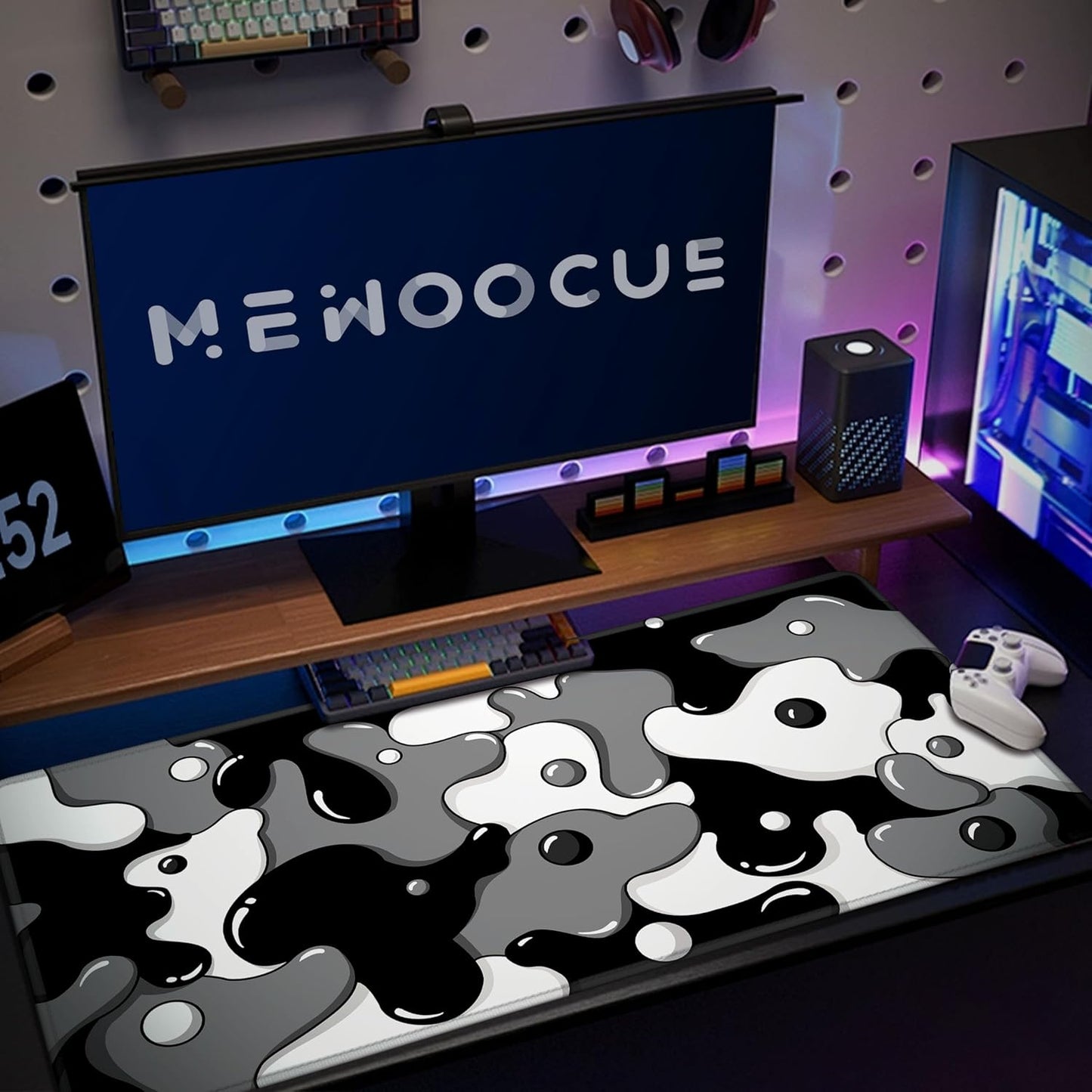 Large Waterproof Non-Slip Gaming Mouse Pad with Black Spotted Dog Design (47.2" x 23.6", 3mm Thickness)