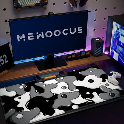 Large Waterproof Non-Slip Gaming Mouse Pad with Black Spotted Dog Design (47.2" x 23.6", 3mm Thickness)