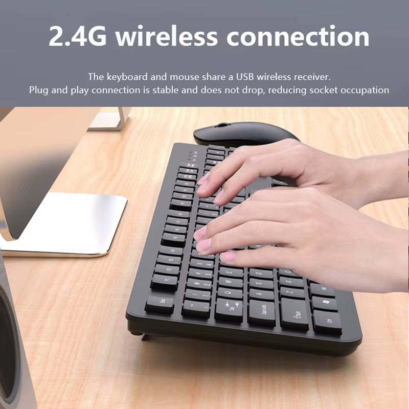 2.4GHz Wireless Keyboard and Mouse Set - Gaming Keyboard and Mouse Kit for Tablets, Android TV Boxes, Laptops, and PCs - Office Accessories