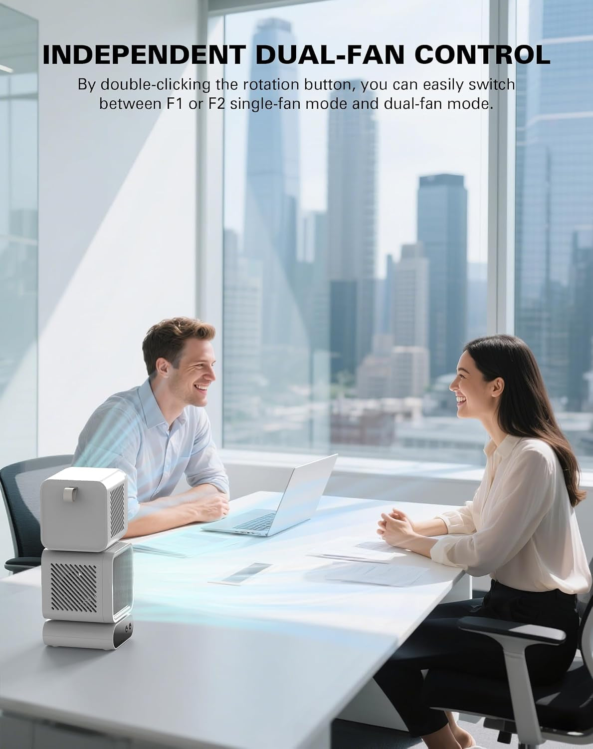 USB Desk Fan, Rechargeable Table Fan for Bedroom, 6000Mah Battery, Dual Heads, 6 Speeds, Digital Display, 360° Rotation, 120° Oscillating, Desk Fans Small Quiet for Office Dorm Kitchen