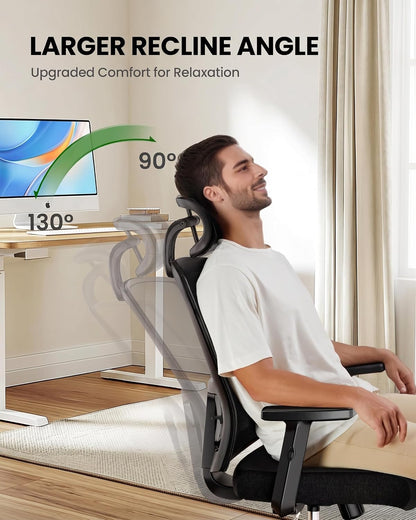 Ergonomic Office and Gaming Chair Featuring Lumbar Support and Adjustable 2D Headrest