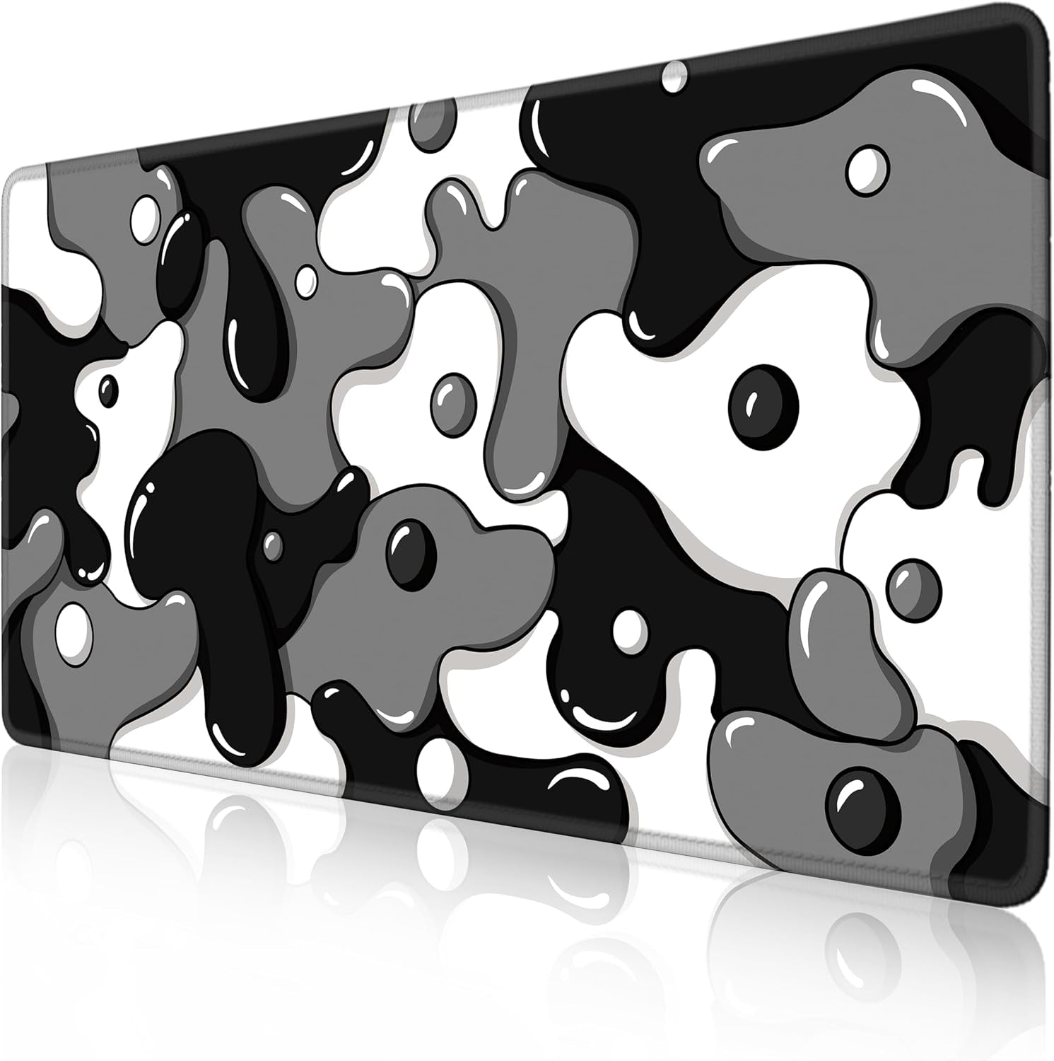 Large Waterproof Non-Slip Gaming Mouse Pad with Black Spotted Dog Design (47.2" x 23.6", 3mm Thickness)